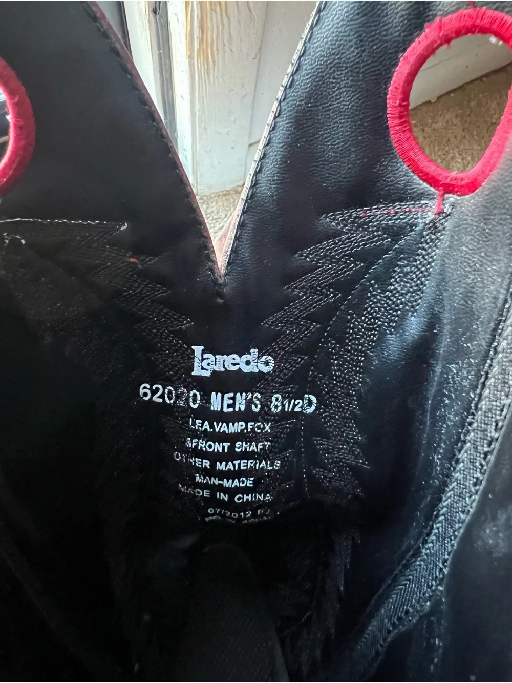 Mens Black Cowboy Boots with Red Stitching
